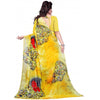 Generic Women's Faux Georgette Printed Saree With Unstitched Blouse 5.5Mtr (Yellow)