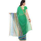 Generic Women's Faux Georgette Printed Saree With Unstitched Blouse 5.5Mtr (Green)
