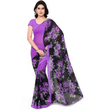 Generic Women's Faux Georgette Printed Saree With Unstitched Blouse 5.5Mtr (Purple)