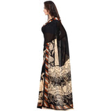 Generic Women's Faux Georgette Printed Saree With Unstitched Blouse 5.5Mtr (Black)
