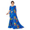 Generic Women's Faux Georgette Printed Saree With Unstitched Blouse 5.5Mtr (Blue)
