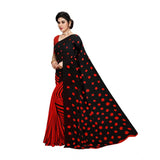 Generic Women's Georgette Printed Saree With Unstitched Blouse 5.5Mtr (Red)