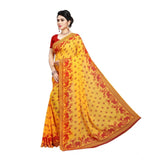 Generic Women's Georgette Printed Saree With Unstitched Blouse 5.5Mtr (Red)