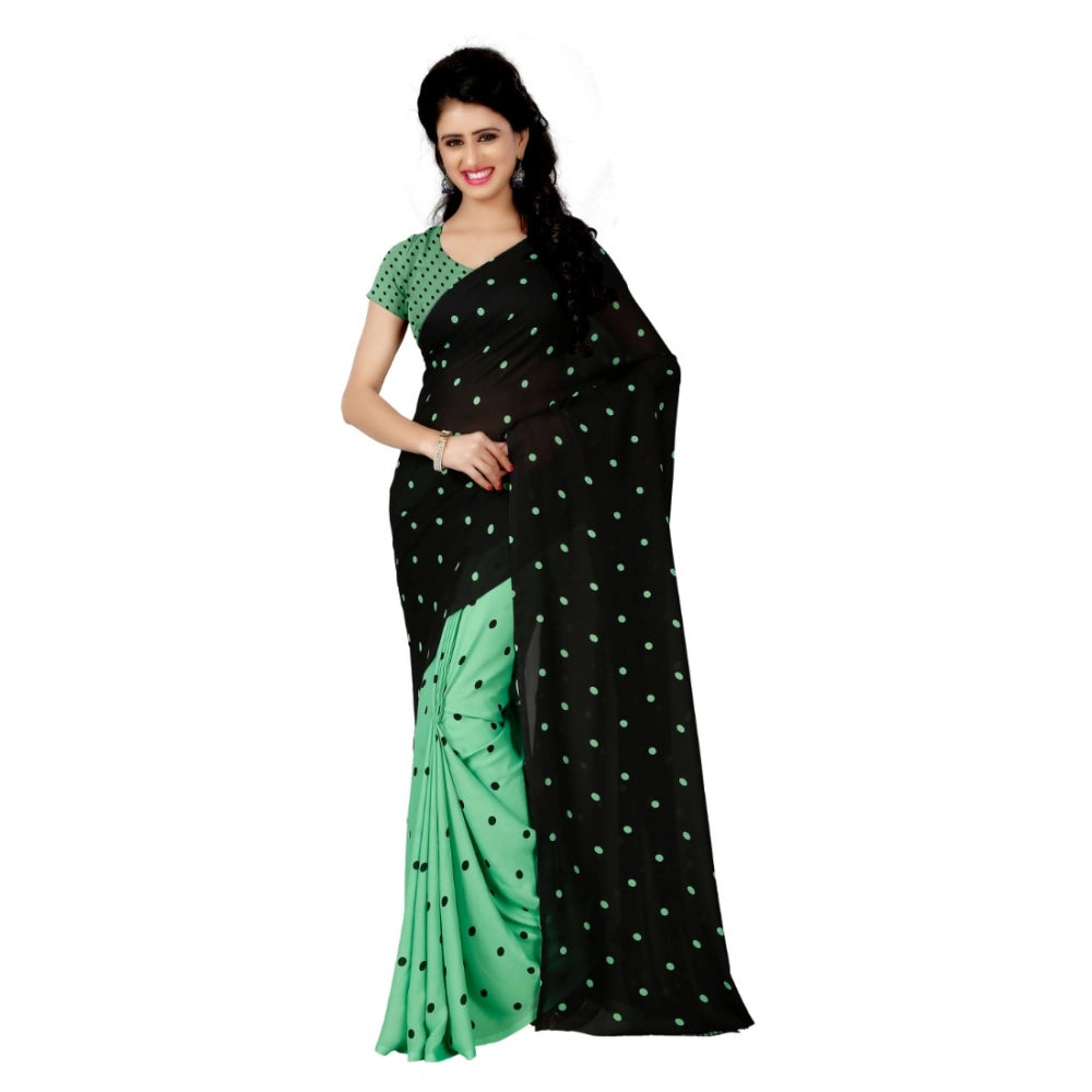 Generic Women's Georgette Printed Saree With Unstitched Blouse 5.5Mtr (Green)