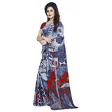 Generic Women's Faux Georgette Printed Saree With Unstitched Blouse 5.5Mtr (Black)