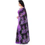 Generic Women's Faux Georgette Printed Saree With Unstitched Blouse 5.5Mtr (Purple)