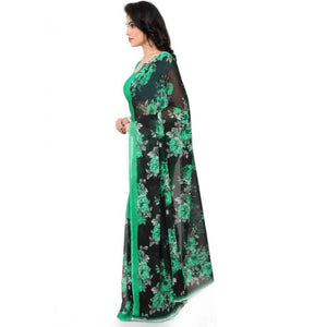 Generic Women's Faux Georgette Printed Saree With Unstitched Blouse 5.5Mtr (Green)