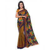Generic Women's Faux Georgette Printed Saree With Unstitched Blouse 5.5Mtr (Gold)