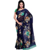 Generic Women's Faux Georgette Printed Saree With Unstitched Blouse 5.5Mtr (Blue)