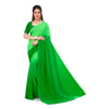 Generic Women's Georgette Solid Saree With Unstitched Blouse 5.5Mtr (Green)
