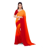 Generic Women's Georgette Solid Saree With Unstitched Blouse 5.5Mtr (Orange)