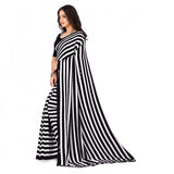 Generic Women's Faux Georgette Printed Saree With Unstitched Blouse 5.5Mtr (Black)