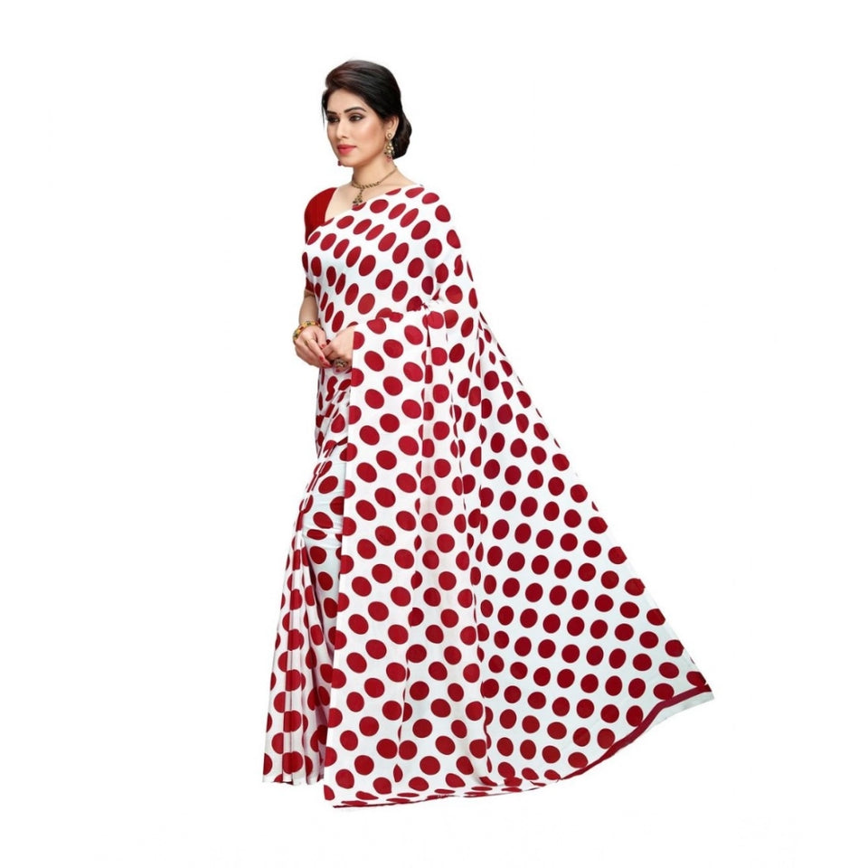 Generic Women's Georgette Printed Saree With Unstitched Blouse 5.5Mtr (W.Red)
