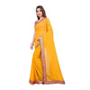 Generic Women's Chiifon Saree Printed Saree With Unstitched Blouse 5.5Mtr (Yellow)