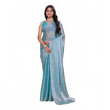 Generic Women's Jimmy choo Embellished Bollywood Saree With Unstitched Blouse 5.5Mtr (Light Blue)