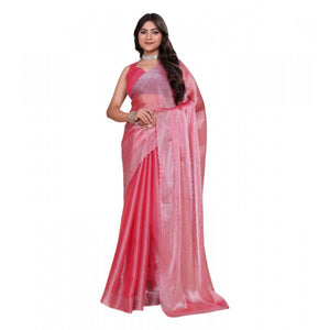 Generic Women's Jimmy choo Embellished Bollywood Saree With Unstitched Blouse 5.5Mtr (Pink)