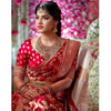 Generic Women's Litchi silk Printed Saree With Unstitched Blouse (Red)