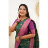 Generic Women's Litchi silk Printed Saree With Unstitched Blouse (Green)