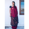 Generic Women's Litchi silk Printed Saree With Unstitched Blouse (Red)