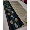Generic Women's Litchi silk Printed Saree With Unstitched Blouse (Green)
