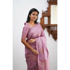 Generic Women's Litchi silk Printed Saree With Unstitched Blouse (Light Pink)