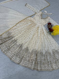 Ivory Embroidered Flared Gown - Elegant Ethnic Wear