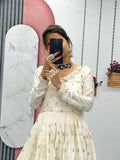 Ivory Embroidered Flared Gown - Elegant Ethnic Wear