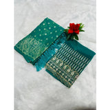 Generic Women's Embroidered Georgette Saree With Unstitched Blouse (Light Blue, 5-6 Mtrs)