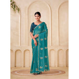 Generic Women's Digital Printed  Georgette Saree With Unstitched Blouse (Sky, 5-6 Mtrs)
