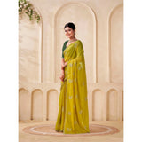 Generic Women's Digital Printed  Georgette Saree With Unstitched Blouse (Yellow, 5-6 Mtrs)