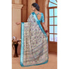 Generic Women's Printed Cotton Linen Saree withPrinted  Saree With Unstitched Blouse (Rust  , 5-6Mtrs)