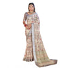 Generic Women's Printed Cotton Linen Saree withPrinted  Saree With Unstitched Blouse (Beige, 5-6Mtrs)