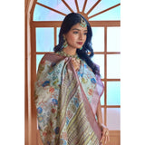 Generic Women's Printed Cotton Linen Saree withPrinted  Saree With Unstitched Blouse (Rust  , 5-6Mtrs)