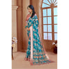 Generic Women's Printed Cotton Linen Saree withPrinted  Saree With Unstitched Blouse (Peacook Green, 5-6Mtrs)