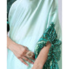 Generic Women's Soft Crepe Silk Printed Ready To Wear Saree With Unstitched Blouse 5.5Mtr (Green)