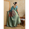 Generic Women's Silk Printed Saree With Unstitched Blouse 5.5Mtr (Blue)