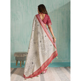 Generic Women's Silk Blend Printed Saree With Unstitched Blouse 5.5Mtr (Beige)