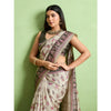 Generic Women's Silk Blend Printed Saree With Unstitched Blouse 5.5Mtr (Off White)