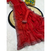 Generic Women's Georgette Stone Work Saree With Unstitched Blouse 5.5Mtr (Red)