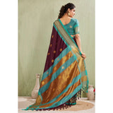 Generic Women's Silk Blended Jaquard Woven Saree With Unstitched Blouse 5.5Mtr (Purple)