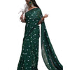 Generic Women's Linen Printed Saree With Unstitched Blouse 5.5Mtr (Green)