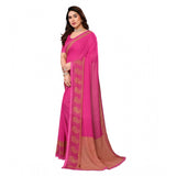 Generic Women's Georgette Printed Saree With Unstitched Blouse 5.5Mtr (Pink)