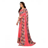 Generic Women's Georgette Printed Saree With Unstitched Blouse 5.5Mtr (Pink)