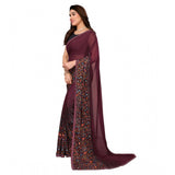 Generic Women's Georgette Printed Saree With Unstitched Blouse 5.5Mtr (Maroon)