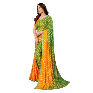 Generic Women's Georgette Printed Saree With Unstitched Blouse 5.5Mtr (Green)