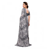 Generic Women's Georgette Printed Saree With Unstitched Blouse 5.5Mtr (Grey)