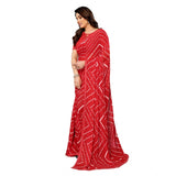Generic Women's Georgette Printed Saree With Unstitched Blouse 5.5Mtr (Red)