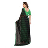 Generic Women's Georgette Printed Saree With Unstitched Blouse 5.5Mtr (Black-Green)
