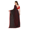 Generic Women's Georgette Printed Saree With Unstitched Blouse 5.5Mtr (Black-Red)
