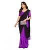 Generic Women's Georgette Printed Saree With Unstitched Blouse 5.5Mtr (Black-Purple)